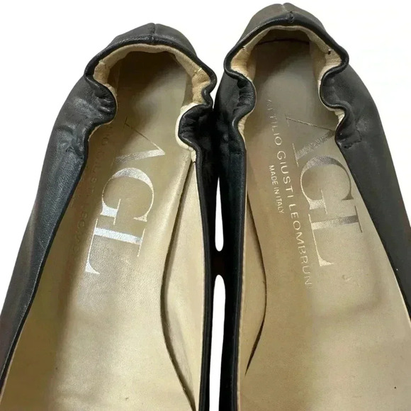 AGL Peep toe Wedge Twist Knot Flat Leather Wedge Black US 7 EUC - Picture 7 of 13